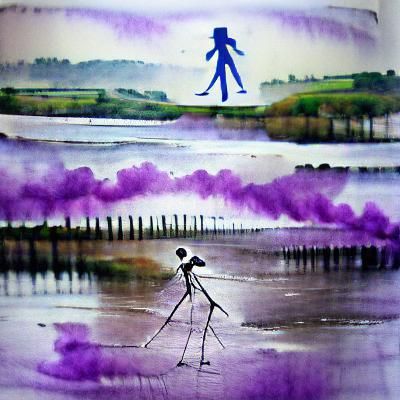 Watercolor Stilt-Walker in Dreamy Purple Hues