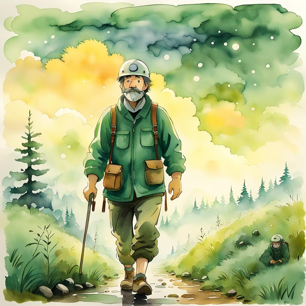 Geologist in Foggy Meadow, Studio Ghibli Anime