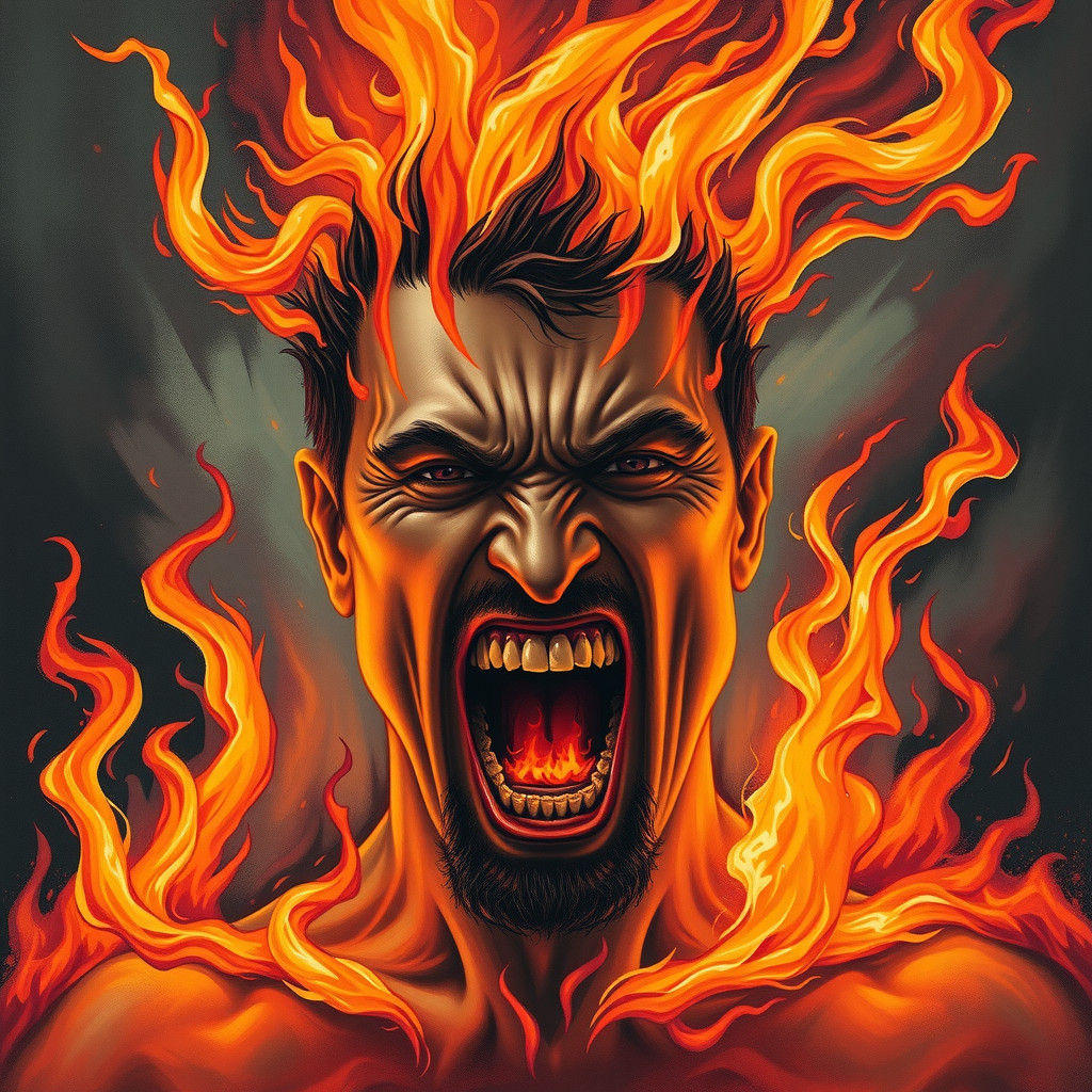 Inferno Scream: A Fiery Portrait