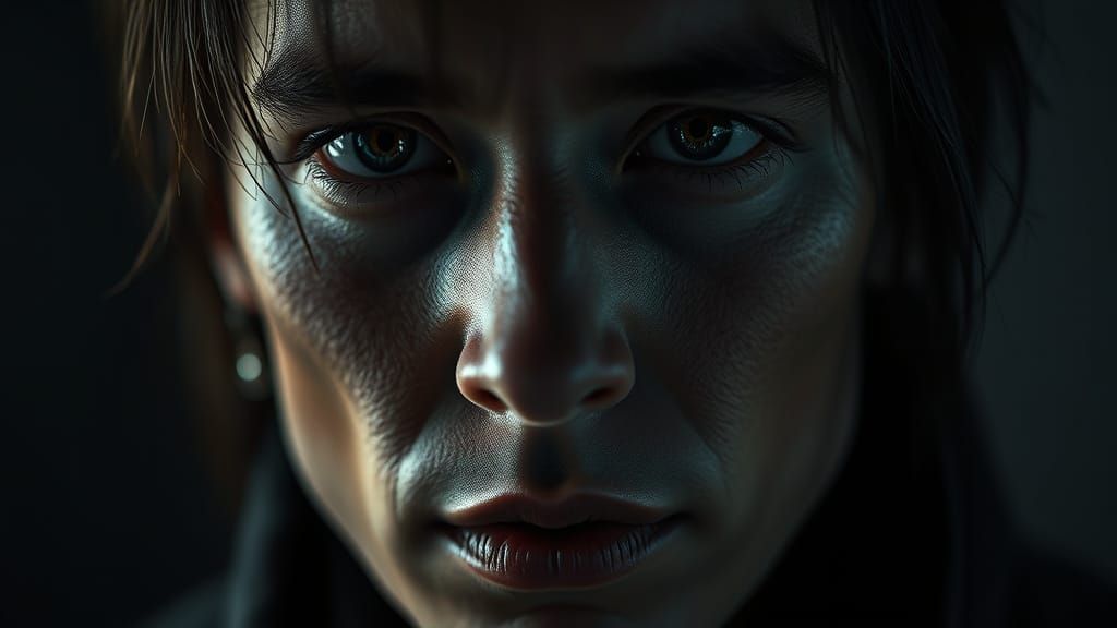 Hyperrealistic Portrait in Moody Cinematic Lighting