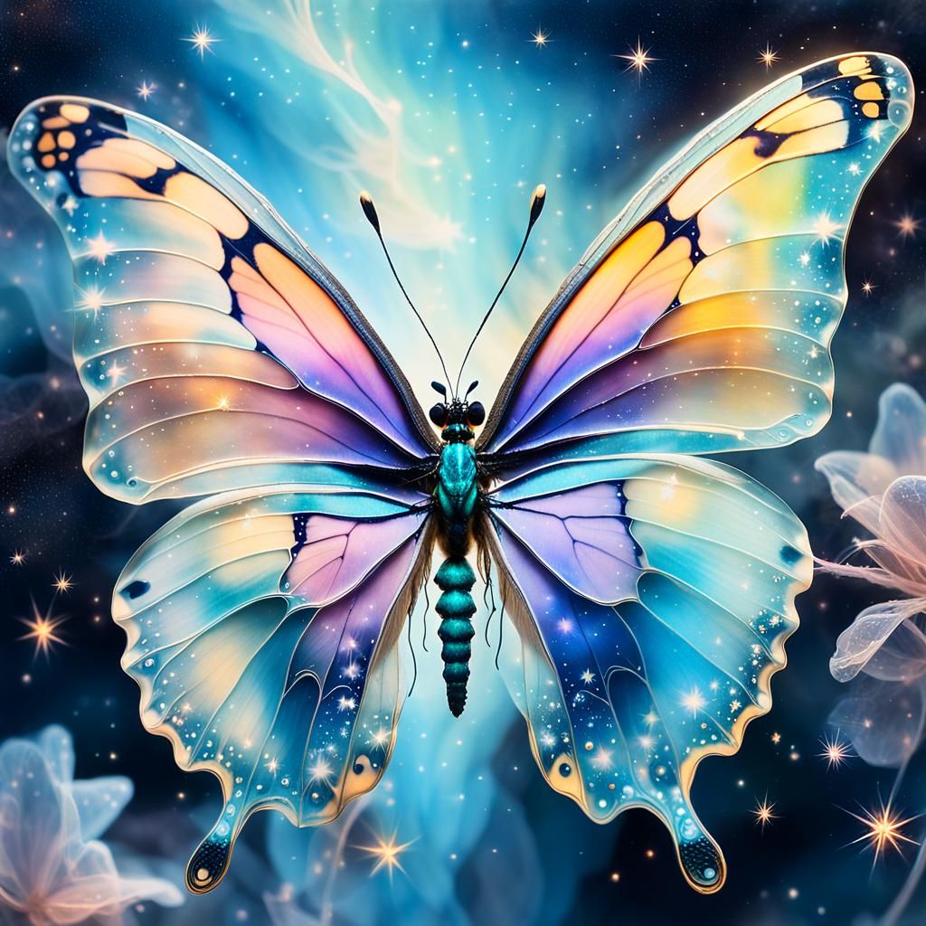 Ethereal Butterfly in Surrealist Watercolor Style