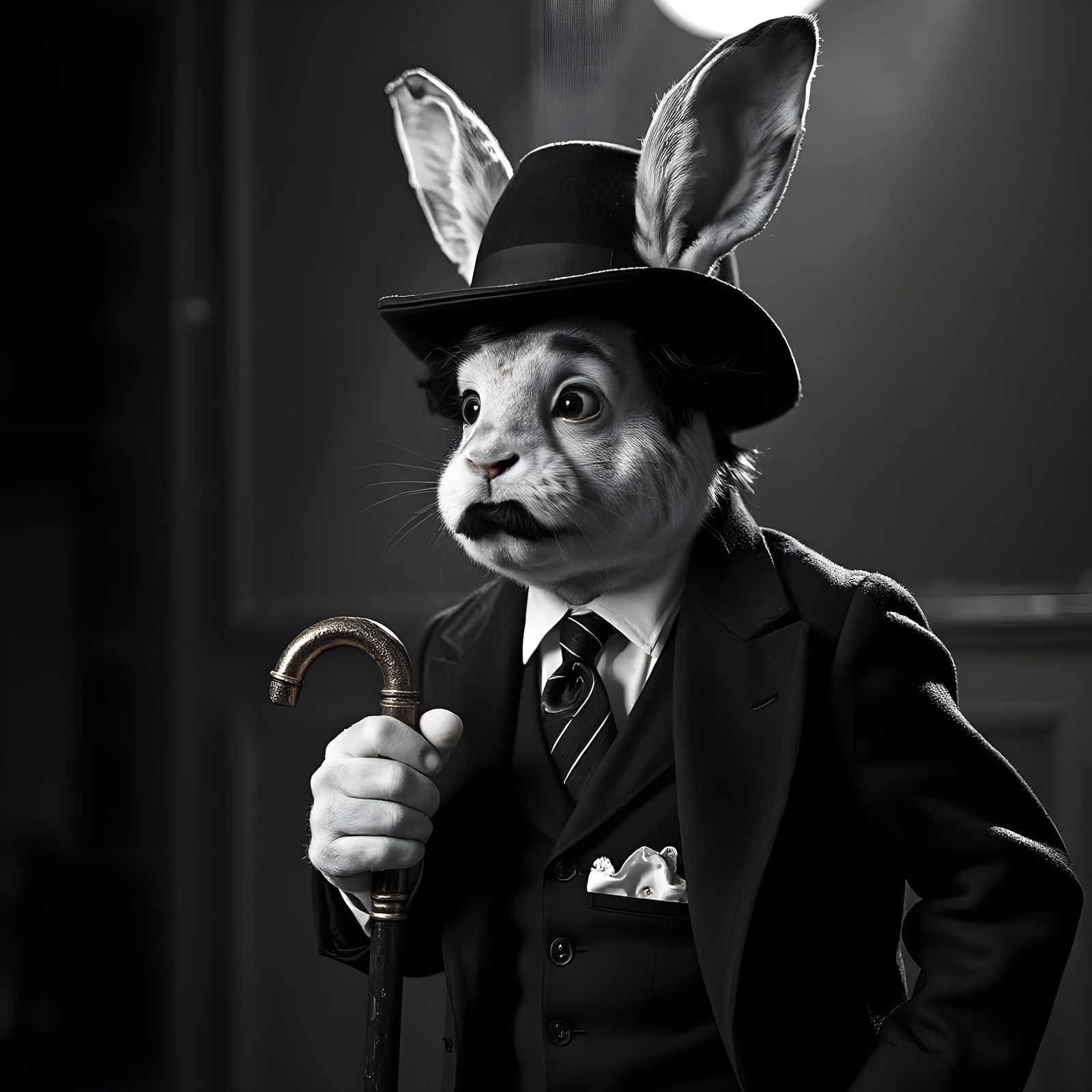 Chaplin Rabbit in Film Noir Style