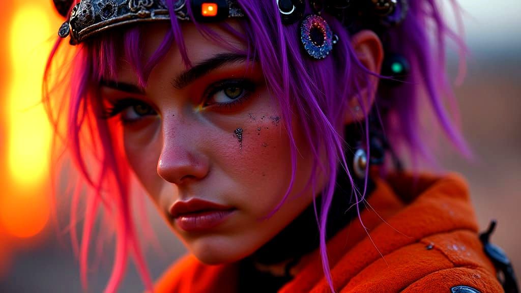 Cyberpunk Scavenger Portrait in Dark Art Style