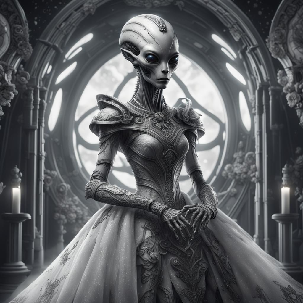 Alien Bride in Retro RPG Art Style