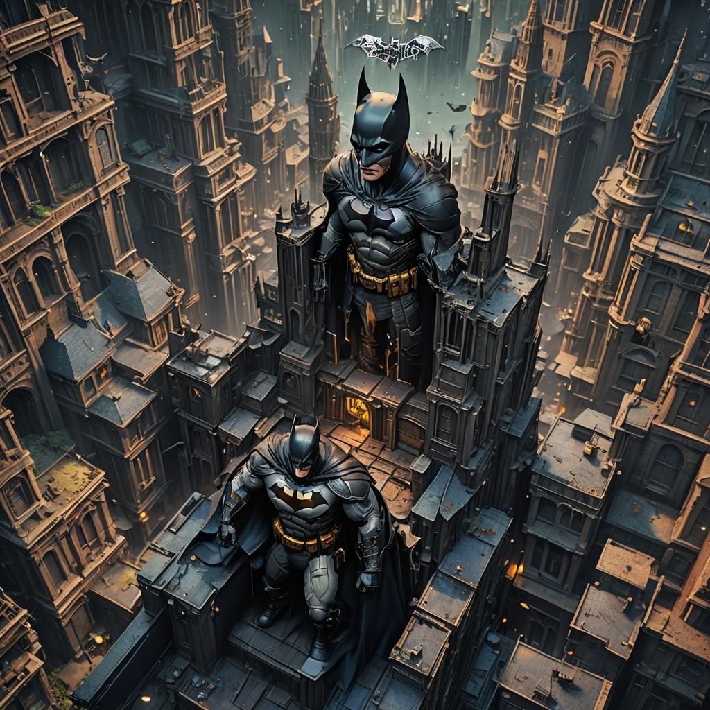 Detailed Matte Painting of Batman in 8k