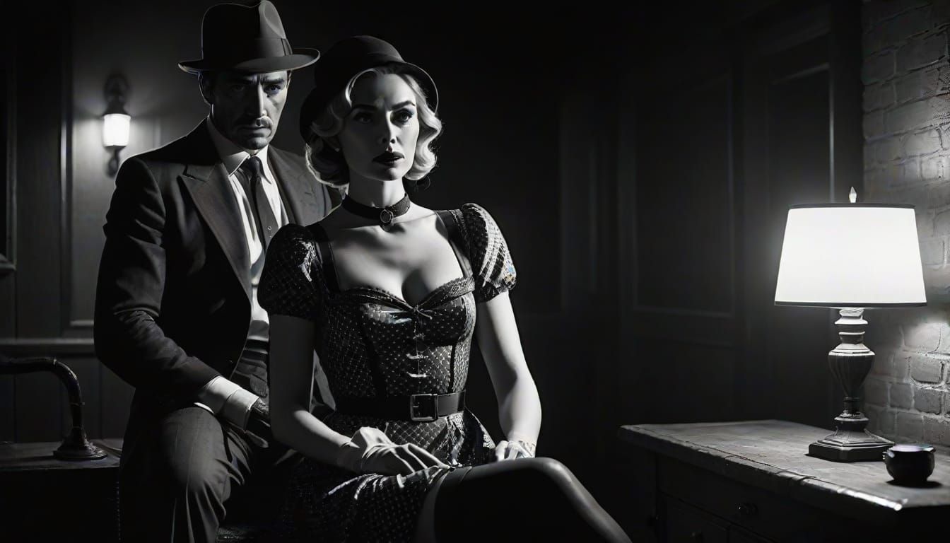 Glamorous Woman in Film Noir Style