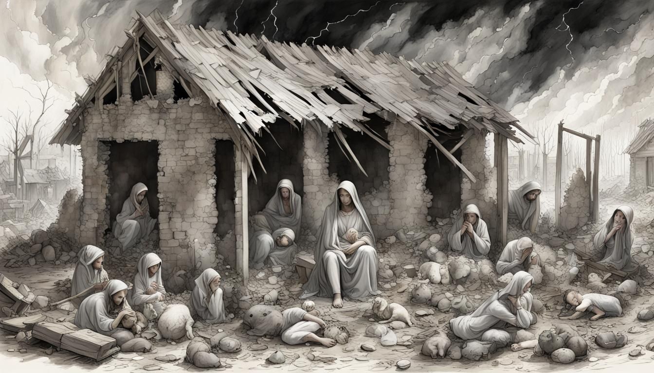 Nativity Scene Emerges From Rubble