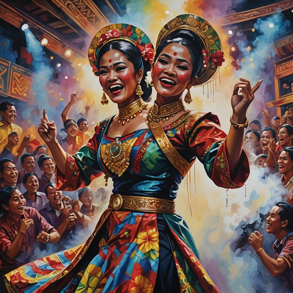 Lively Dangdut Singer in Traditional Indonesian Clothing