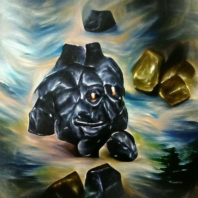 Obsidian Golem as Oil Painting