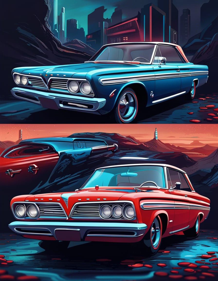 1964 Plymouth Sport Fury Modern Vector Art Poster