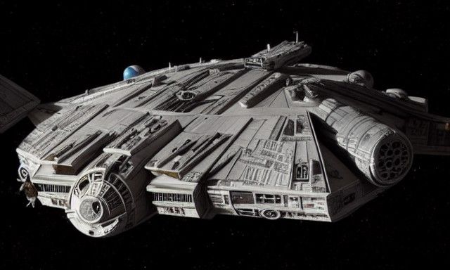 Hyperdetailed Millennium Falcon in Space, 8K