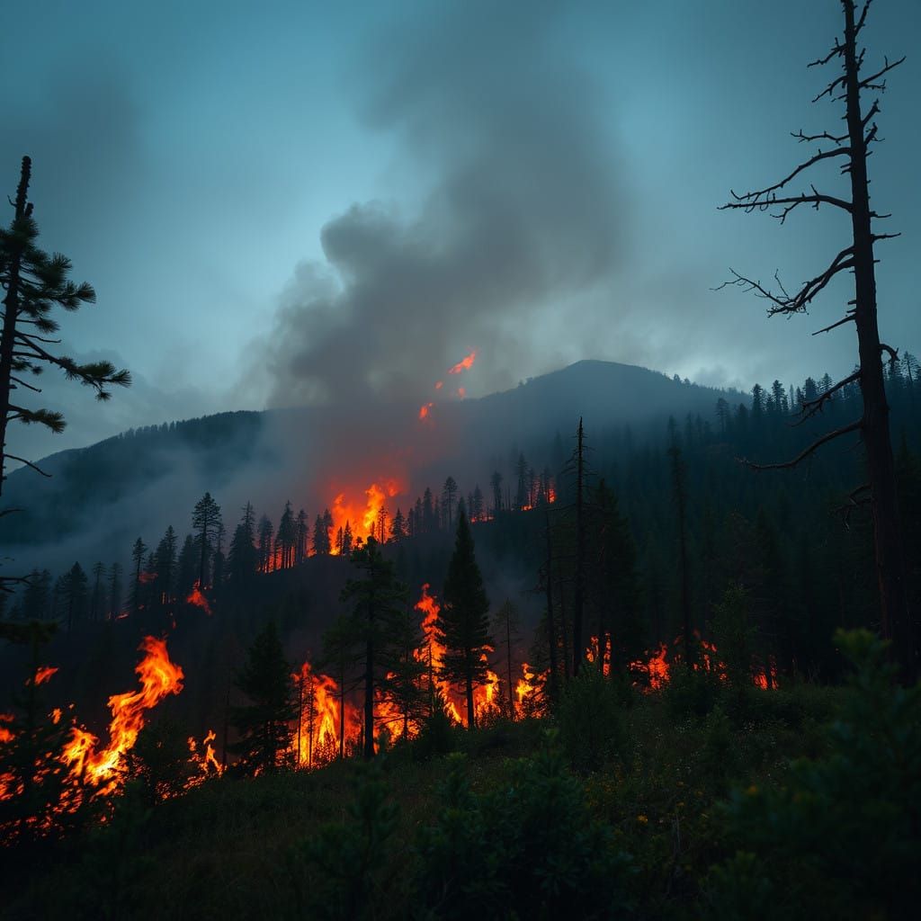 Desolate Forest Inferno in Apocalyptic Landscape