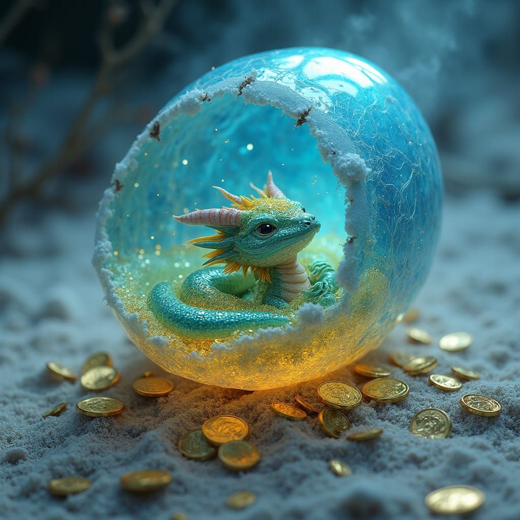Glowing Dragon Egg on a Treasure Beach