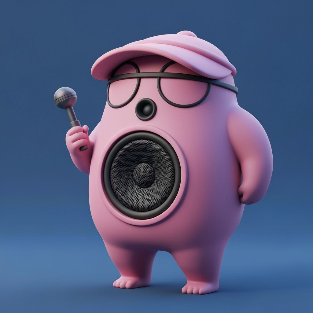 Cute Anthropomorphic Speaker Sings Opera in 3D Anime Style