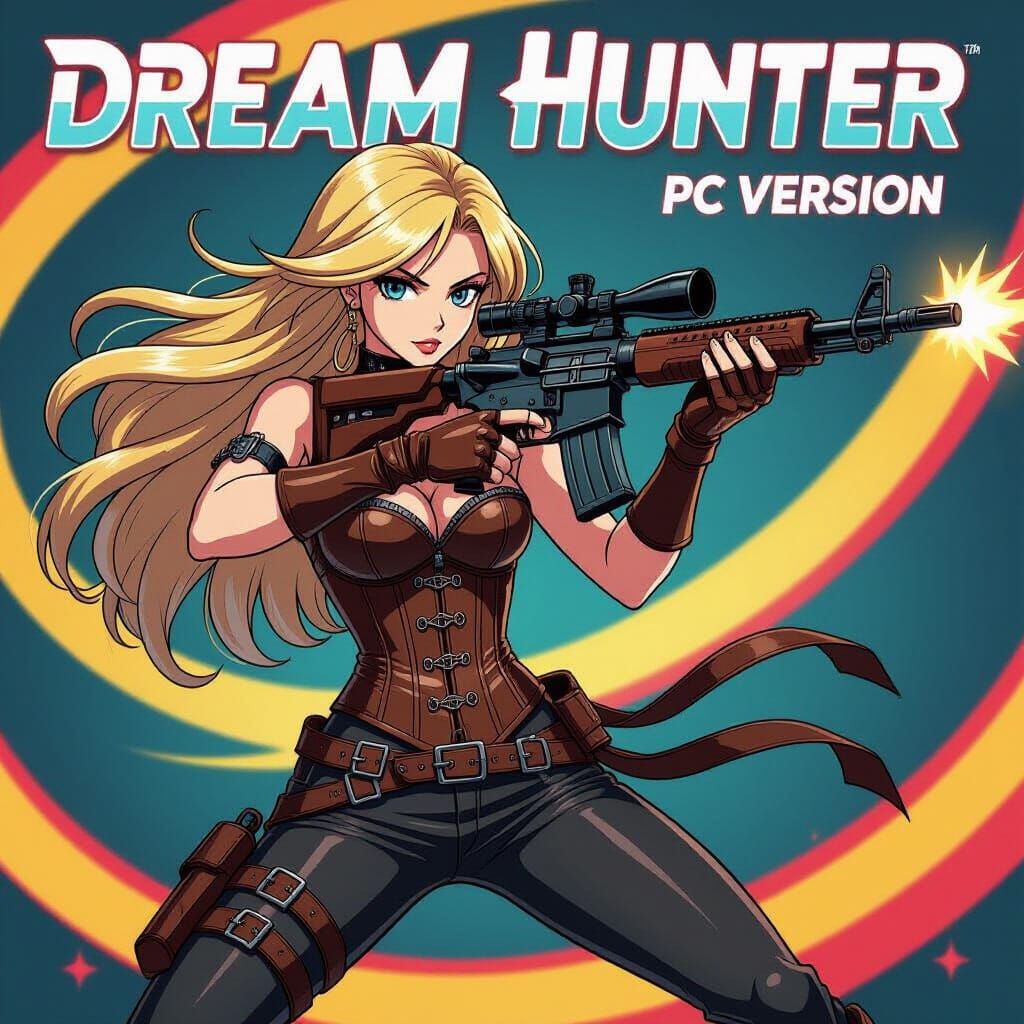 Dream Hunter: Manga-Style Woman Warrior with Rifle