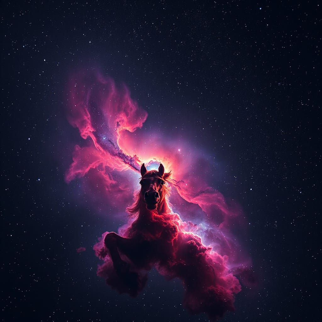 Horsehead Nebula in Vibrant Hubble-Inspired Colors