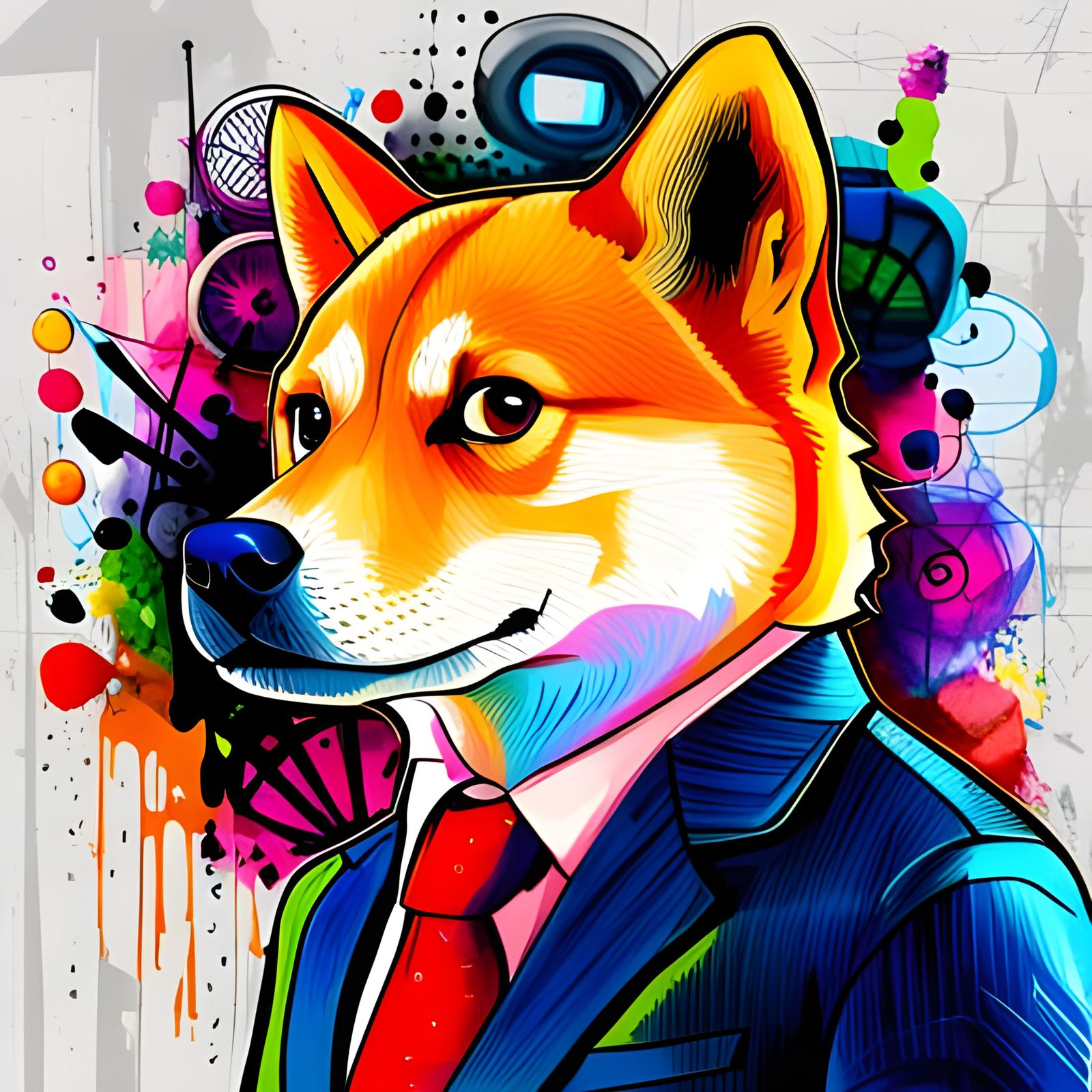 Shiba Inu Business Person in Graffiti Art Style