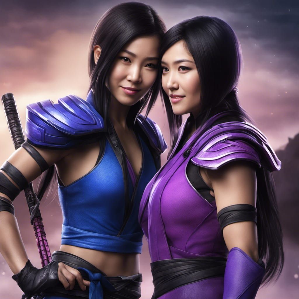 Happy Ninja Sisters Hug in Outworld Wasteland