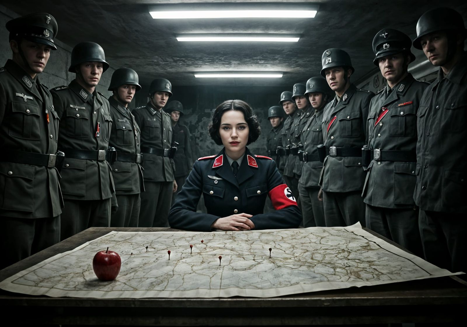 Snow White as Dictator in Bunker Film Still