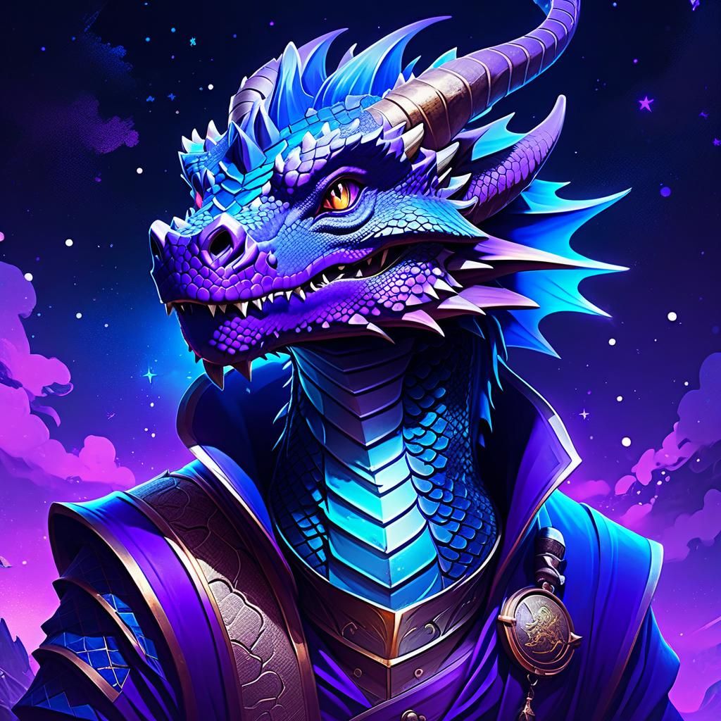 Adorable Ombre Dragon Portrait in Digital Art Style