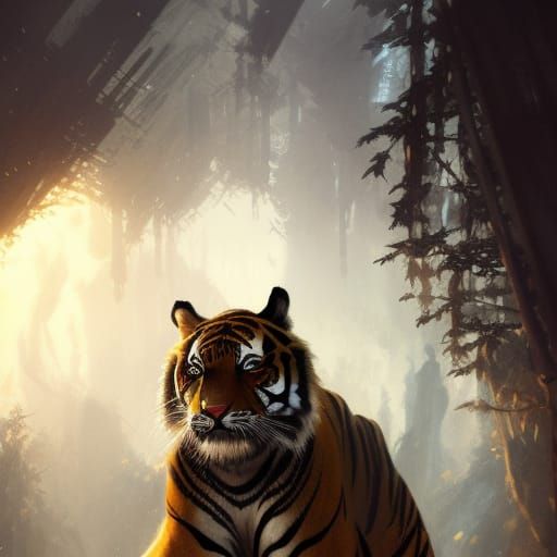Magnificent Tiger in Dark Fantasy Concept Art