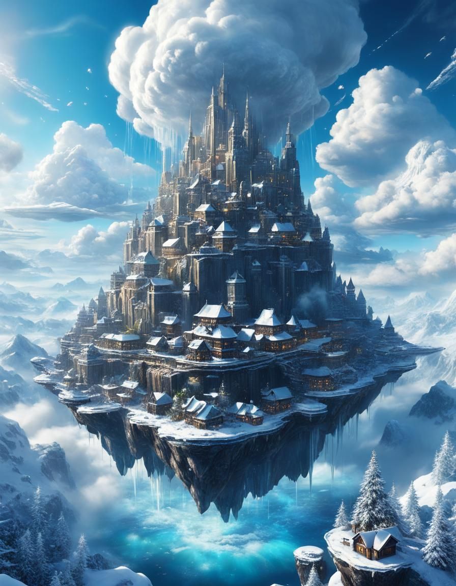 Floating City in the Sky Illustration