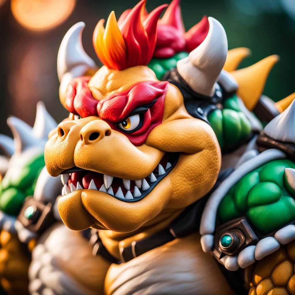 Hyperrealistic Bowser Cosplay Portrait in Photography Style
