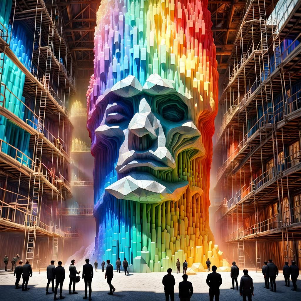 Rainbow Crystal Head Sculpture in Crystal Cave