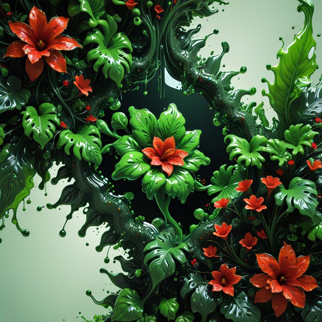 Green Slime Infinite Mirror: 90s Fractal Art