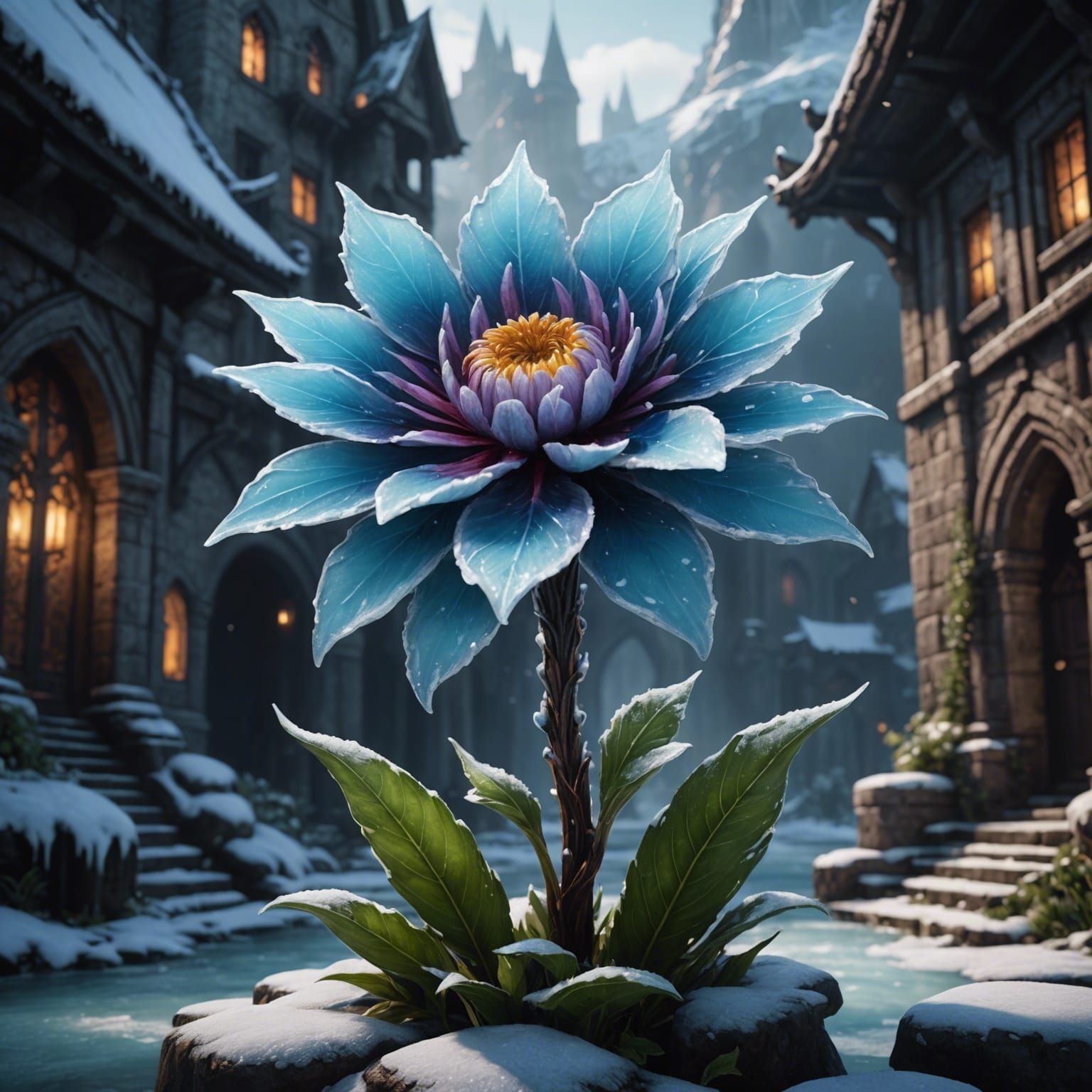 Icy Flower Fantasy Concept Art
