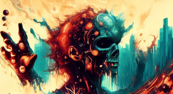 Dystopian Rebellion Poster in Cyberpunk City