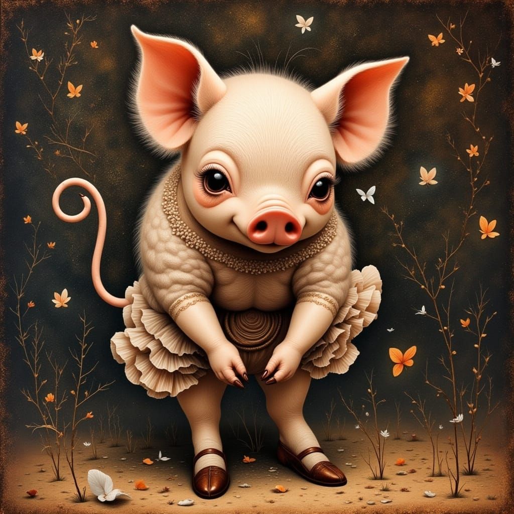 Baby Pig Jazz Dancer in Da Vinci Style