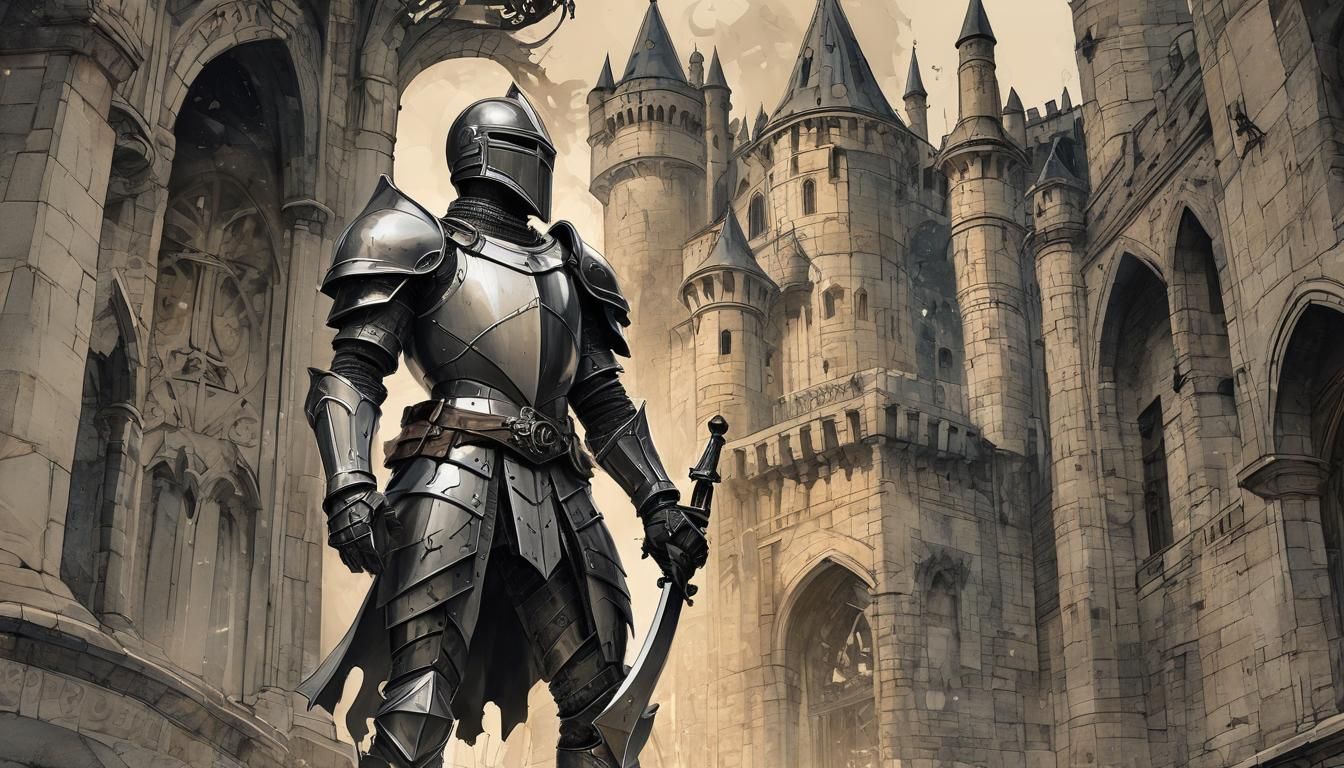 Geometric Knight in the Arcane Courtyard