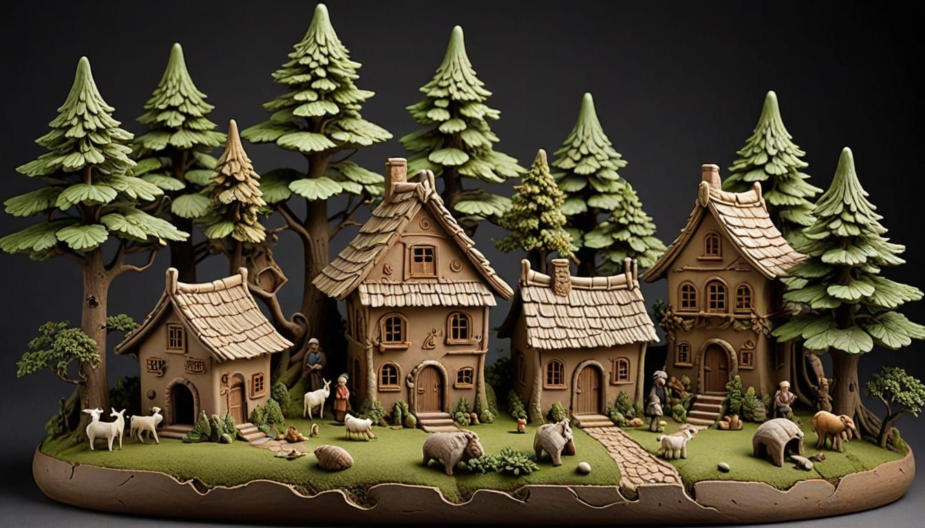 Vibrant Clay Village Unfolds in Earthy Tones