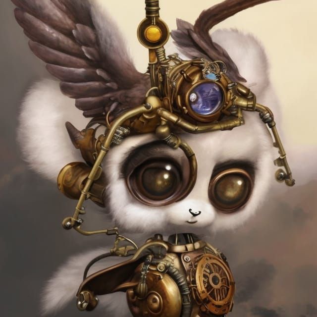 Chibi Steampunk Boy Portrait in Detailed Oil Painting