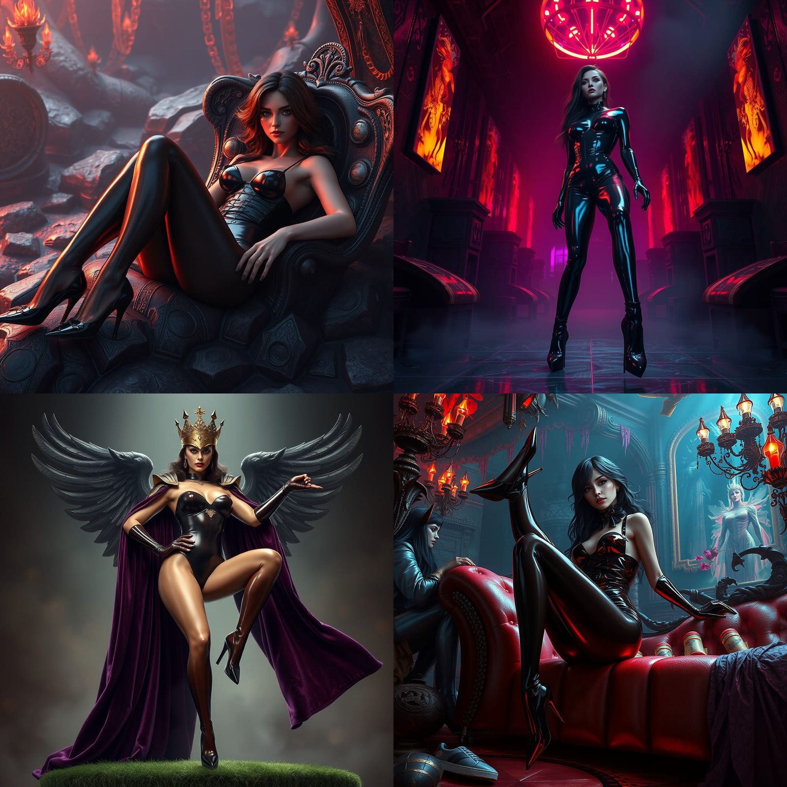 Latex Figure in High Heels: Detailed Digital Painting