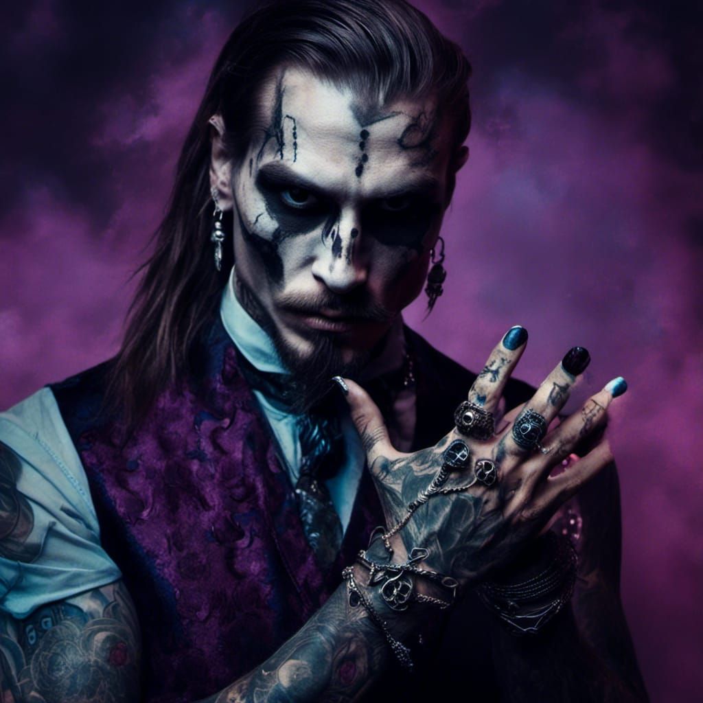 Dark Fantasy Portrait: Man with Skull Tattoo