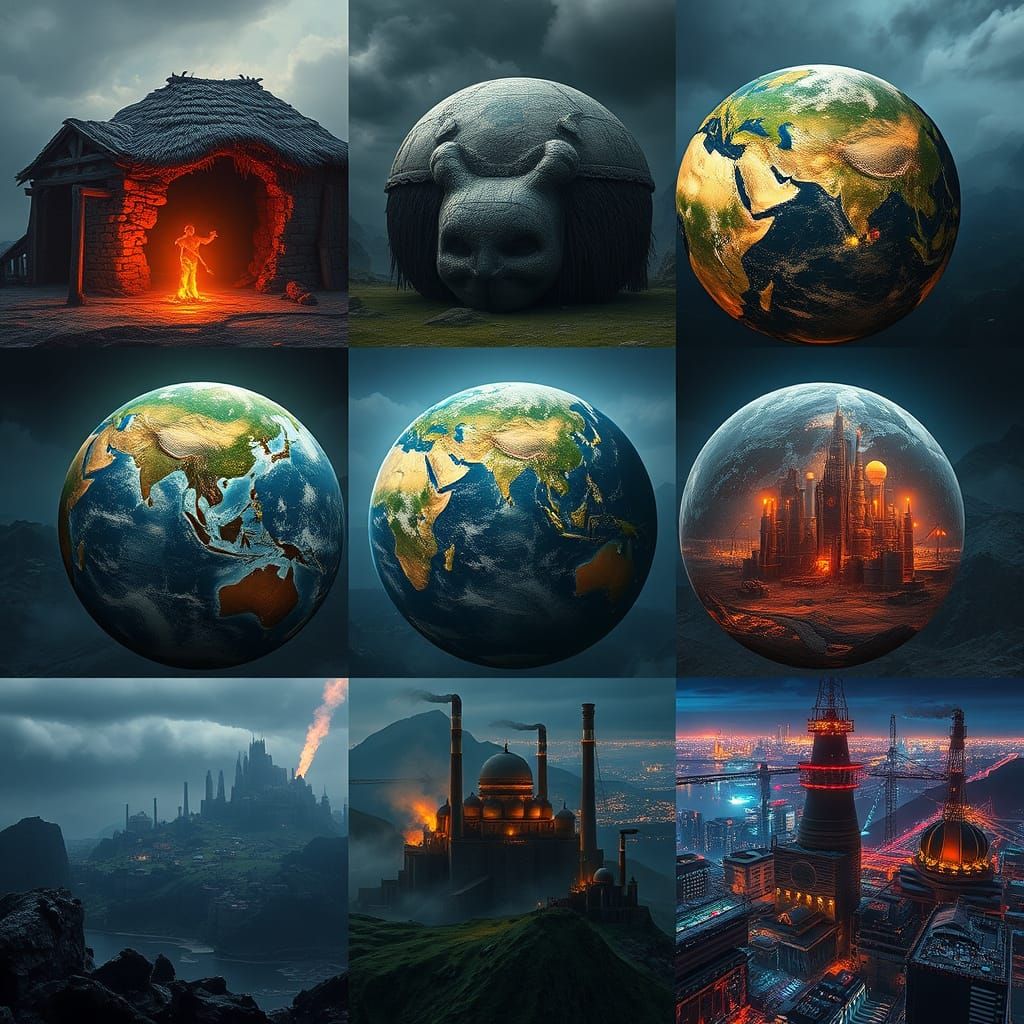 Earth Through the Ages: A Digital Art Depiction