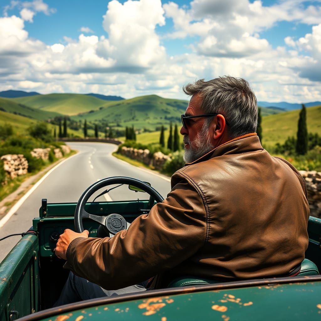 Italian Gentleman Cruises Countryside Roads