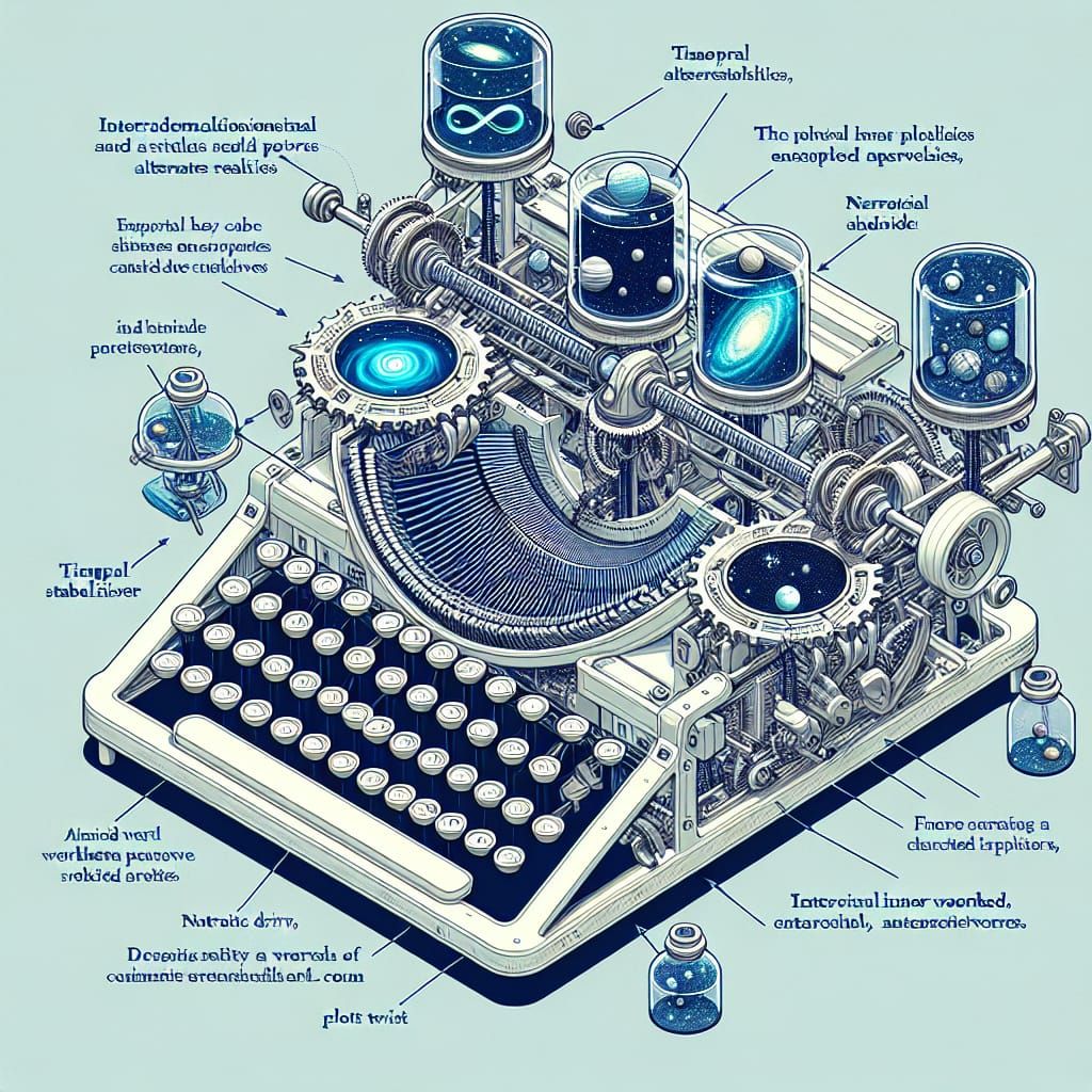 Interdimensional Typewriter Blueprint: A Retrofuturistic Mic...