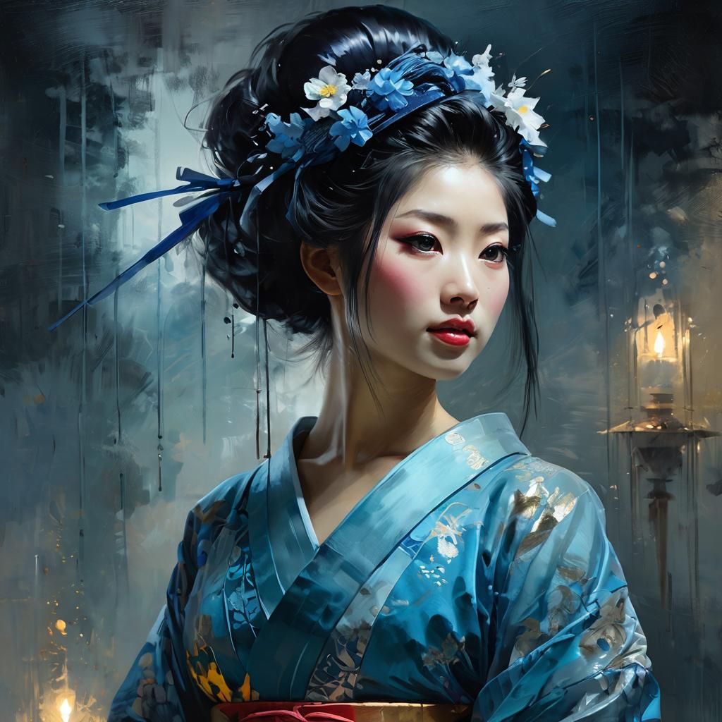 Immersive Portrait of Enigmatic Japanese Geisha in Ethereal....