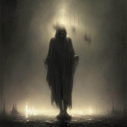 Man Losing Soul in Dark Horror Style