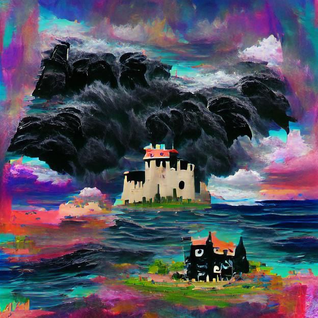 Monochrome Black Castle Silhouette