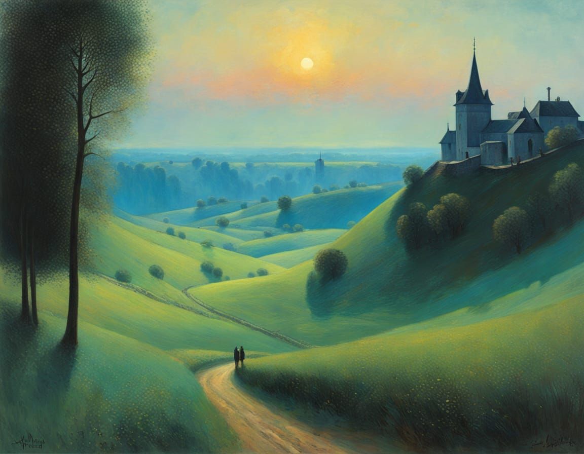 Impressionist and Surrealist Landscape Art Fusion