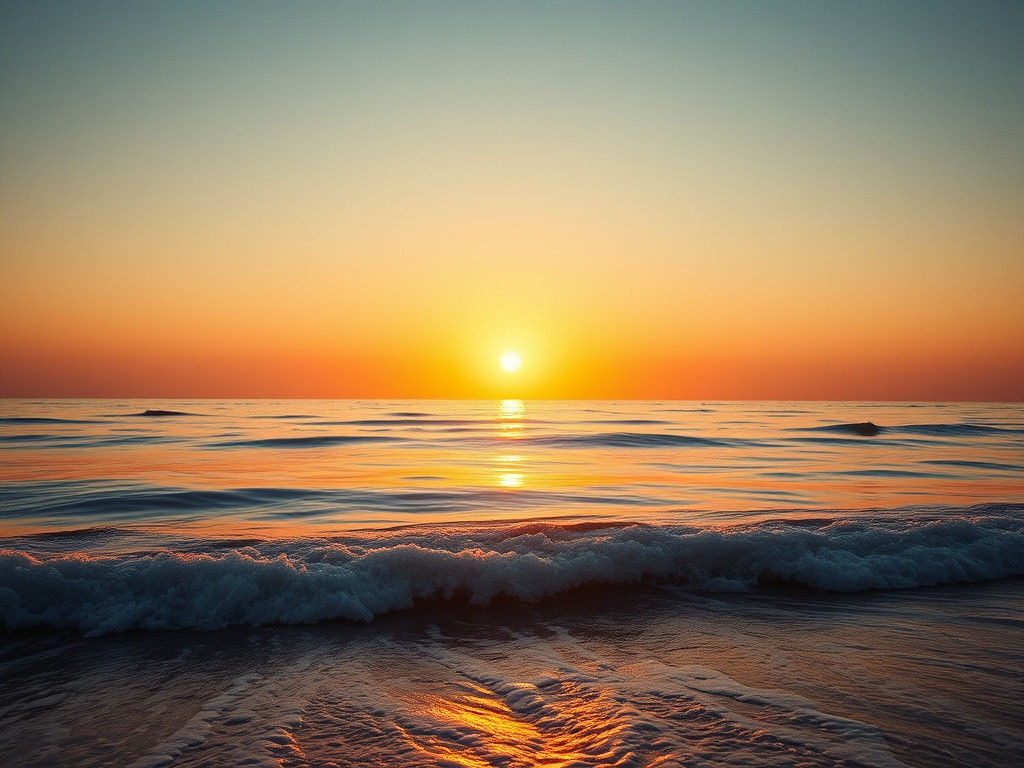 Serene Sunrise Over Calm Ocean: 8k Photorealism
