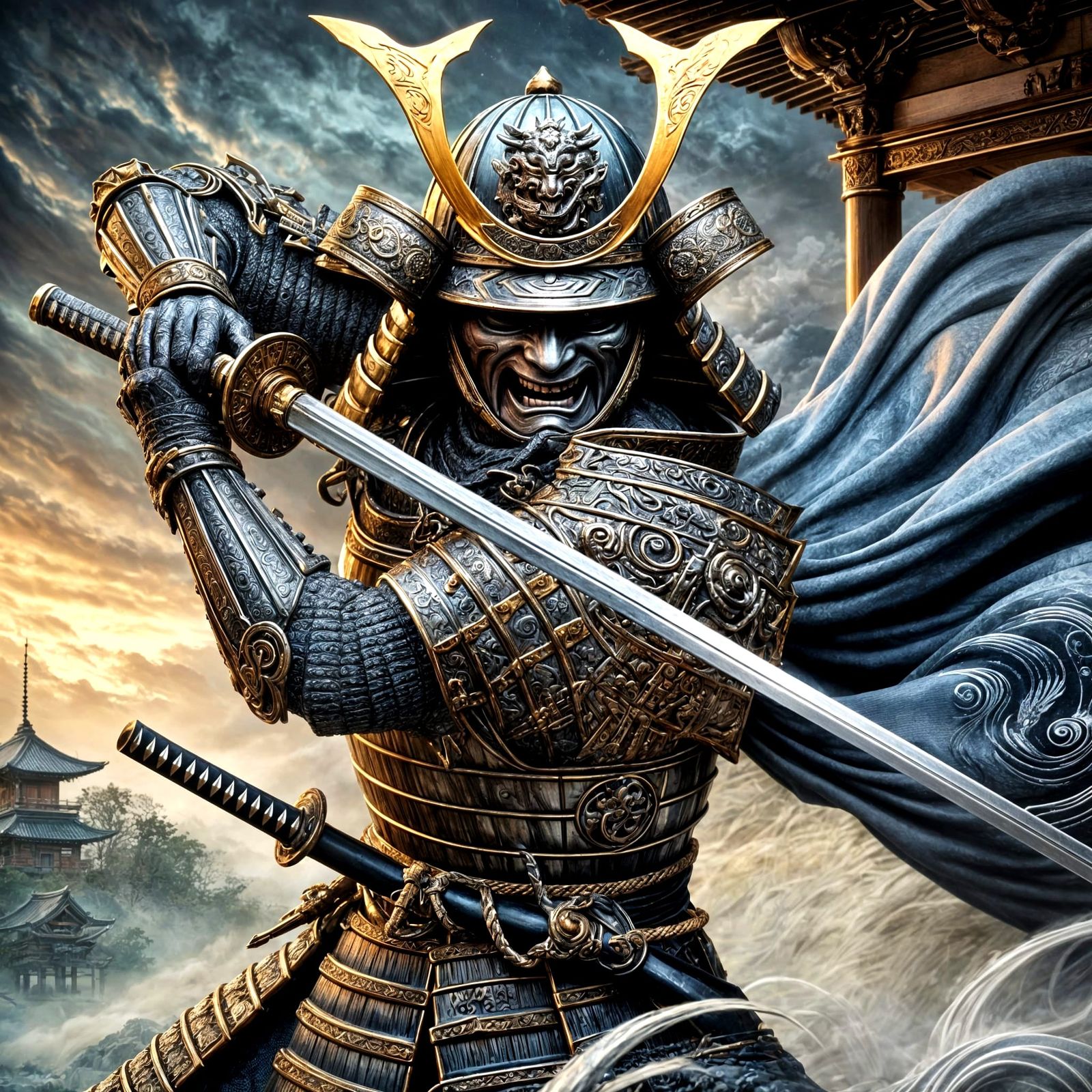 Historical Samurai Warrior in Epic Digital Painting