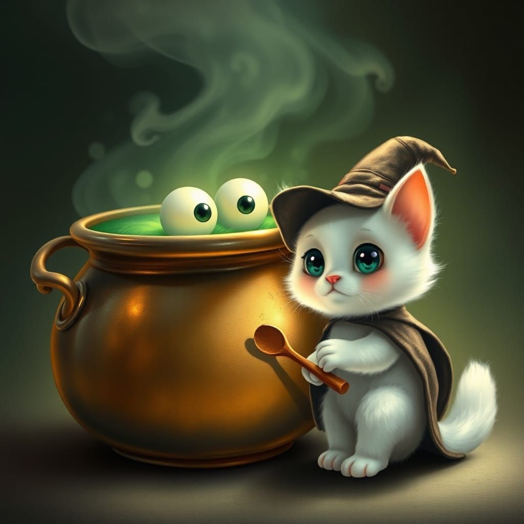 Charming Cauldron and Witch-Cat Stir Magic