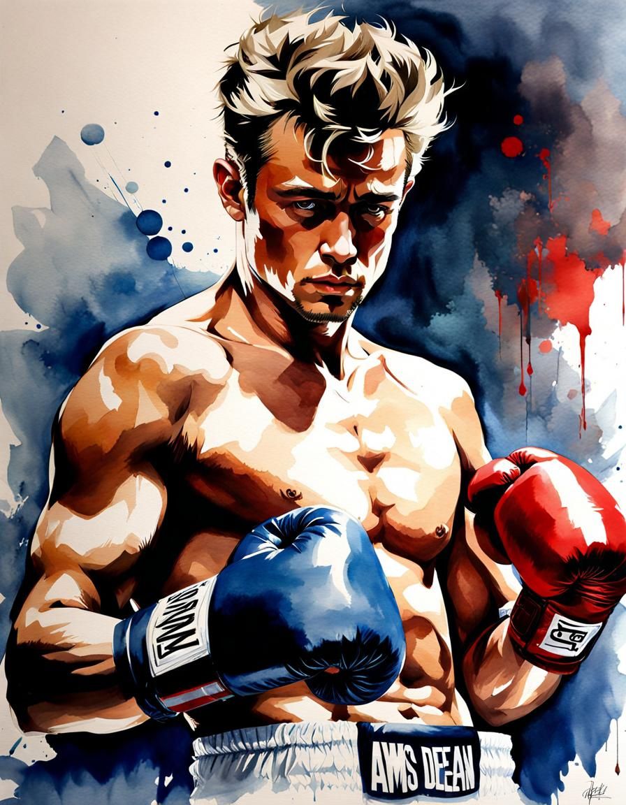 James Dean Watercolor Boxer