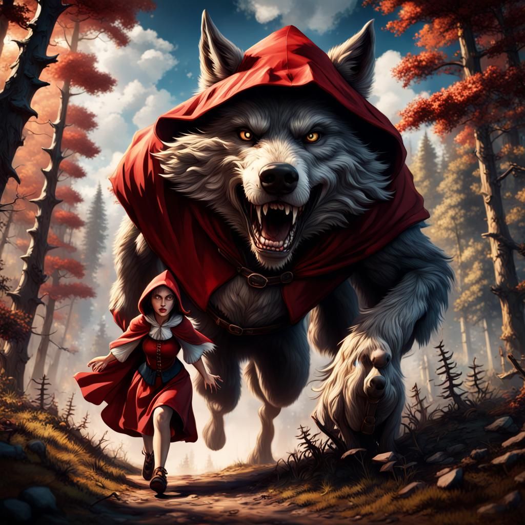 Red Riding Hood's Chase: Detailed Matte Painting