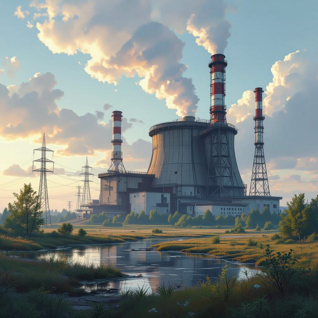 Chernobyl Plant Before Accident in Serene Landscape